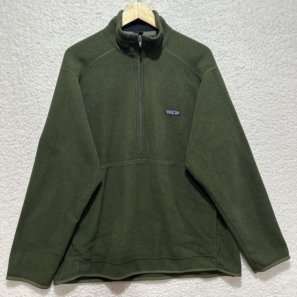 Vintage Patagonia‎ Synchilla Green Marsupial Fleece Half Zip Pullover Hike